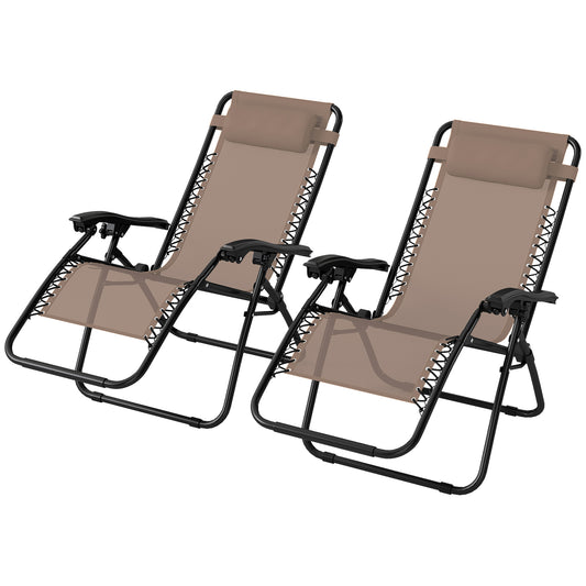 Zero Gravity Chair Set of 2 Beige - Outsunny image 0