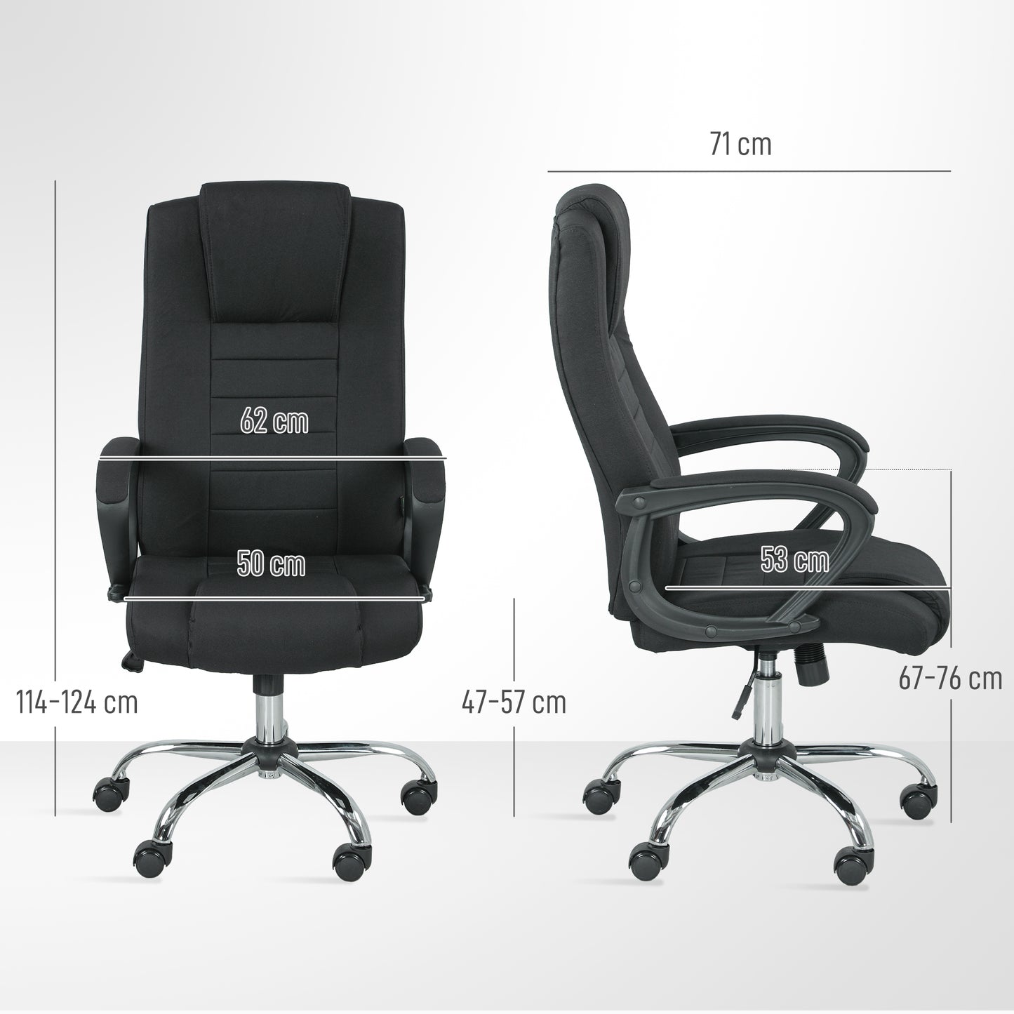 Linen Look Swivel Office Chair Black - Vinsetto image 2