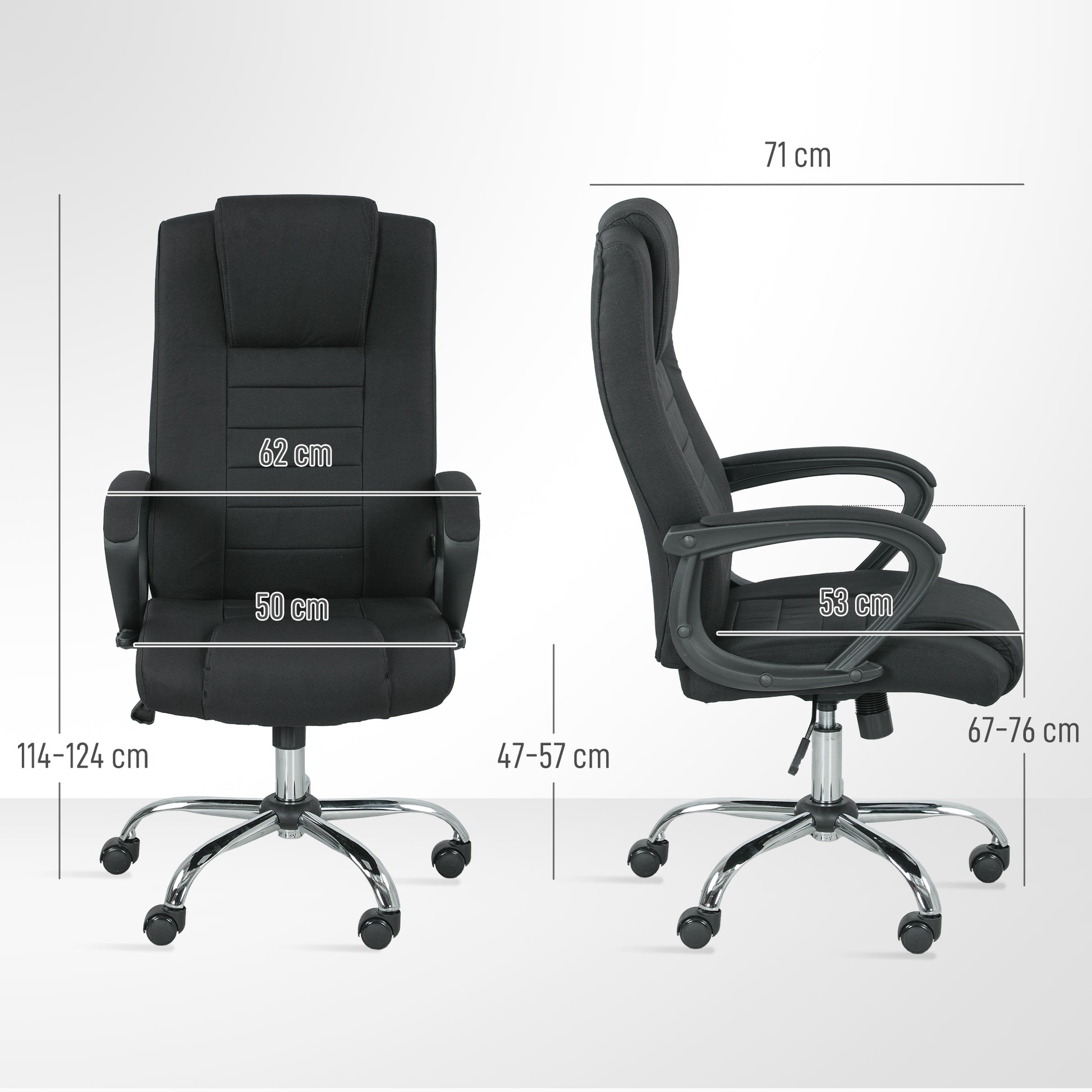 Linen Look Swivel Office Chair Black - Vinsetto image 2
