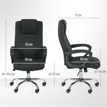 Linen Look Swivel Office Chair Black - Vinsetto image 2