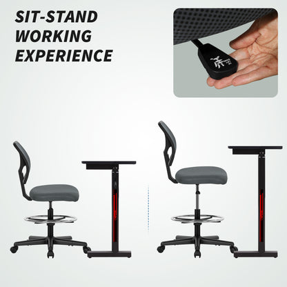 Ergonomic Mesh Standing Desk Chair Footrest Ring Seat - Vinsetto image 4