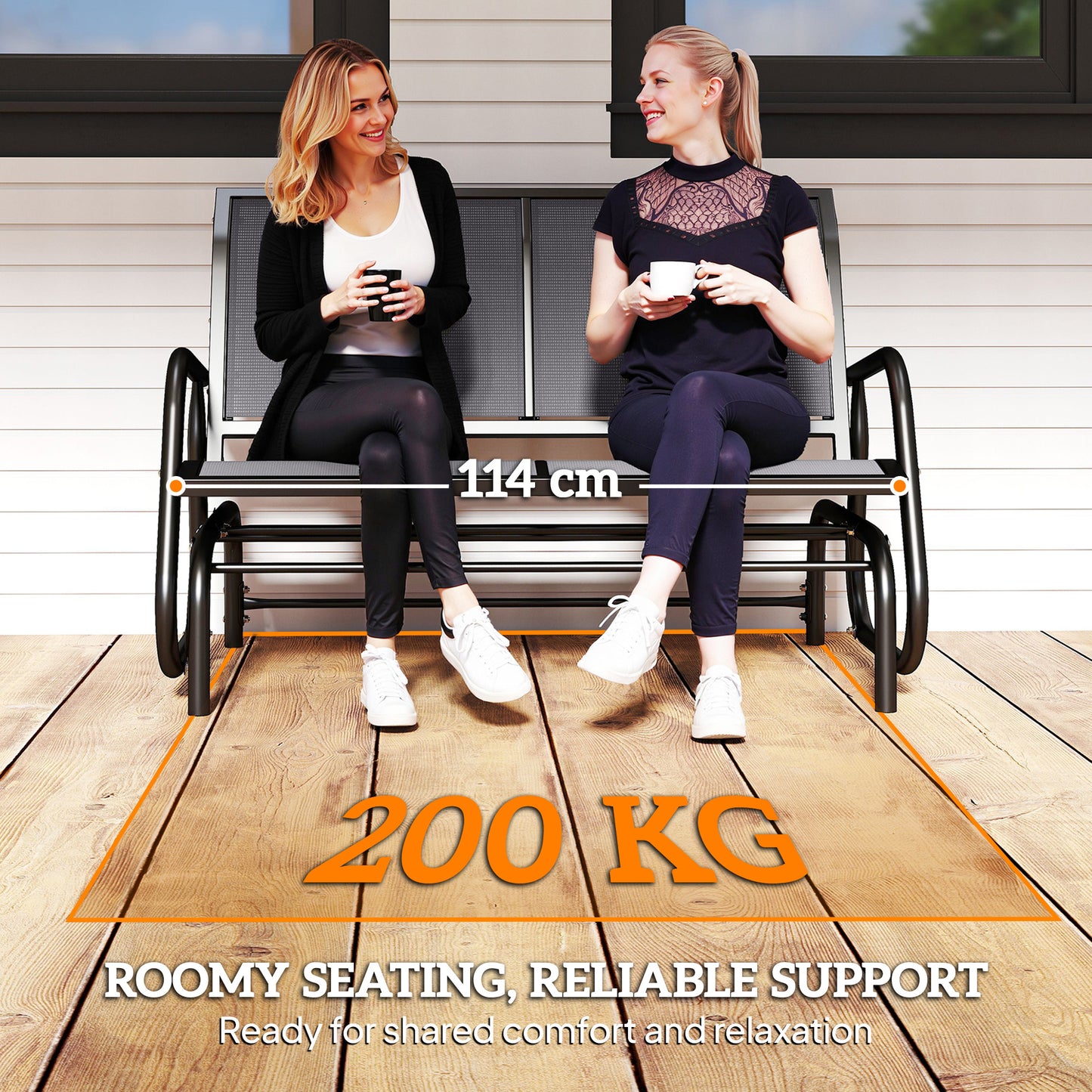 2 Person Glider Bench Patio Double Swing Gliding Chair - Outsunny image 6