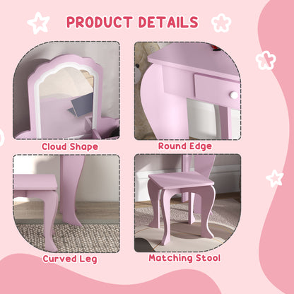 Kids Vanity Table Pink - Zonekiz image 6