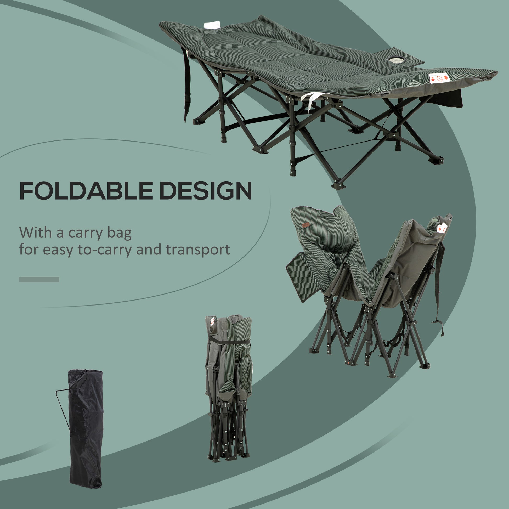 Foldable Camp Bed Padded Patio Camping Bed Carry Bag - Outsunny image 3