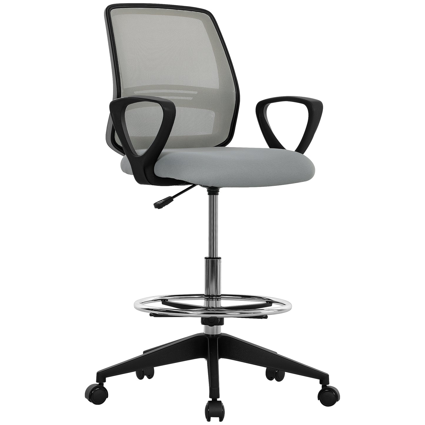 100-120cm Draughtsman Office Chair, with Footrest - Light Grey - Vinsetto image 0
