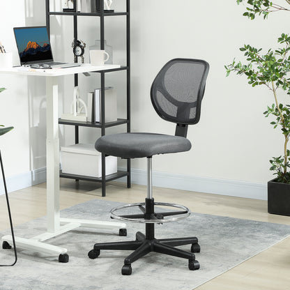 Ergonomic Mesh Standing Desk Chair Footrest Ring Seat - Vinsetto image 1