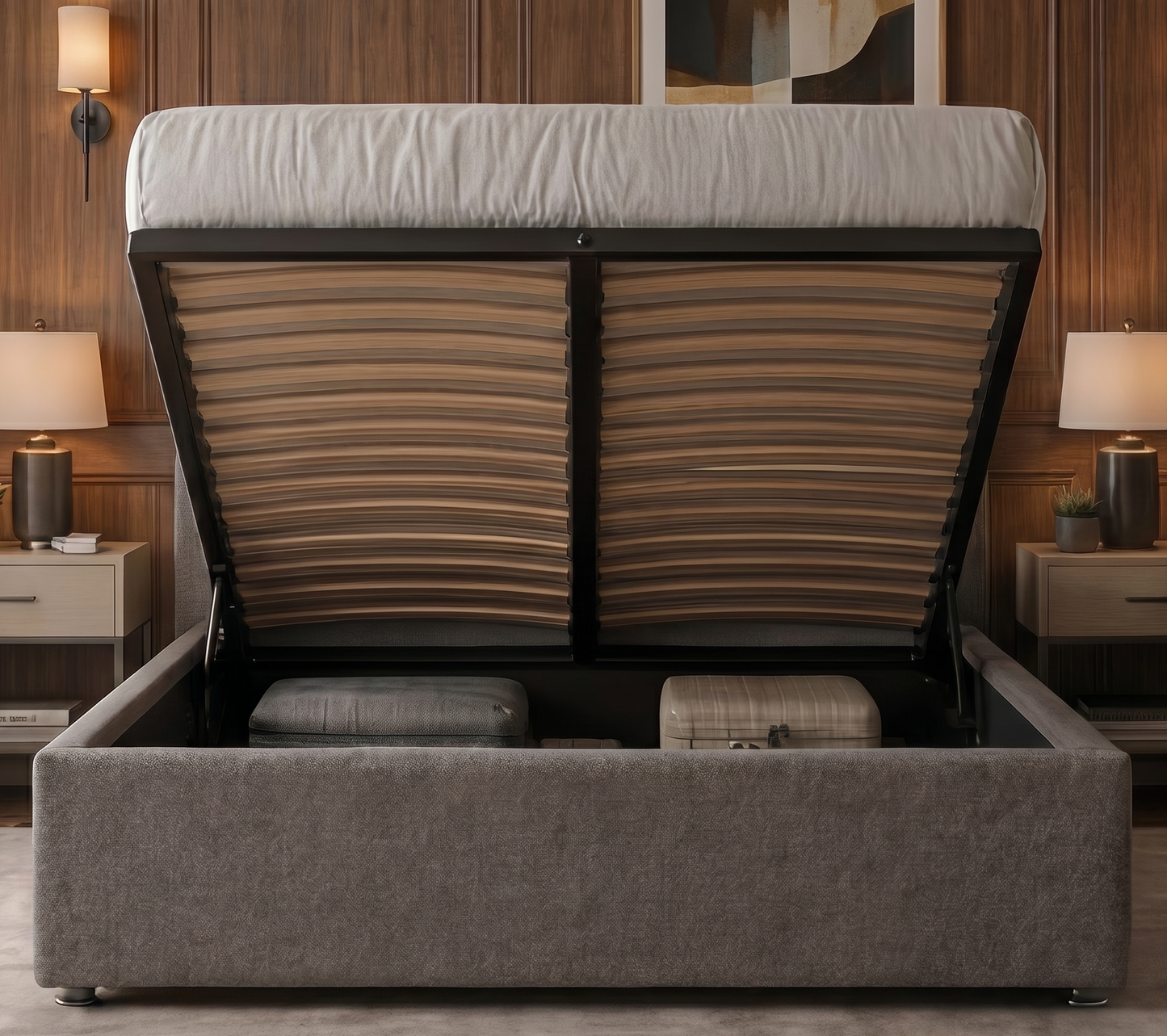 Double Storage Ottoman Bed Frame - #2026 Upgraded Gas Lift Ottoman Bed