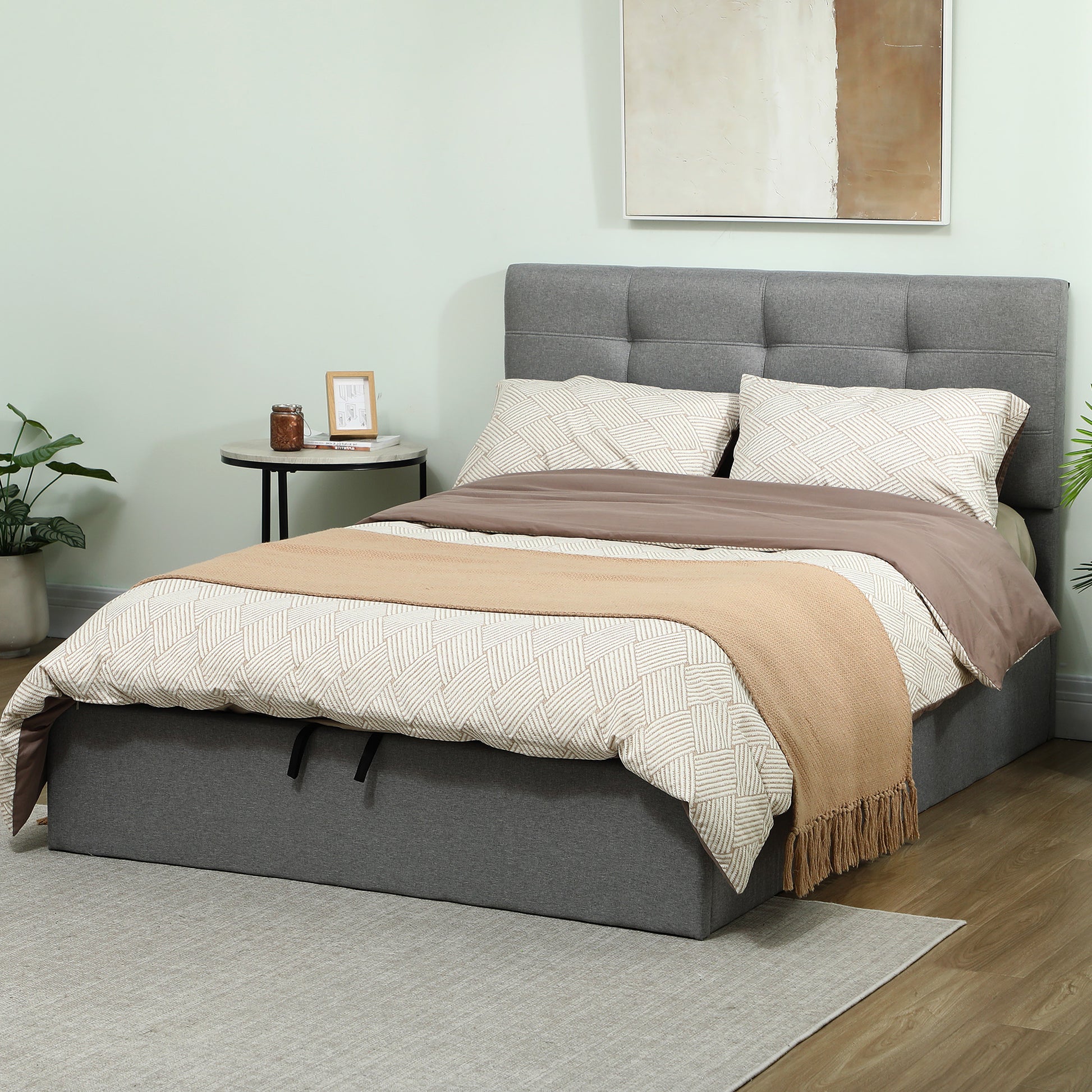 4ft 6" Double Ottoman Bed Gas Lift Storage Grey - Homcom image 7