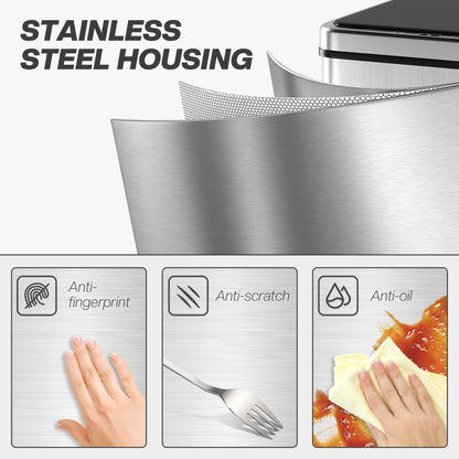 50L Sensor Bin with Quiet Soft-Close Lid - Silver Tone - HOMCOM image 5