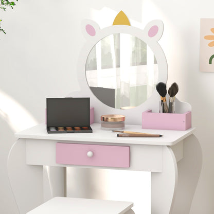 UnicornDesign Kids Dressing Table Mirror Stool White - Zonekiz image 8