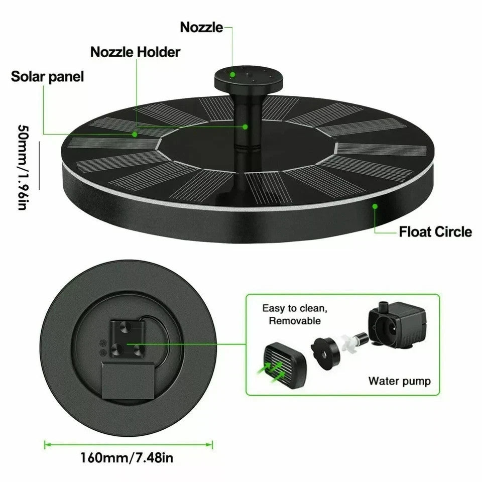 Floating Solar Fountain #2026 Upgraded 6 Fountain Head Solar Fountain