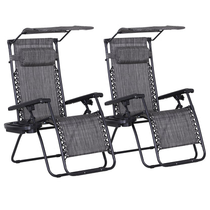 2 Piece Foldable Reclining Chair Headrest Footrest - Outsunny image 0