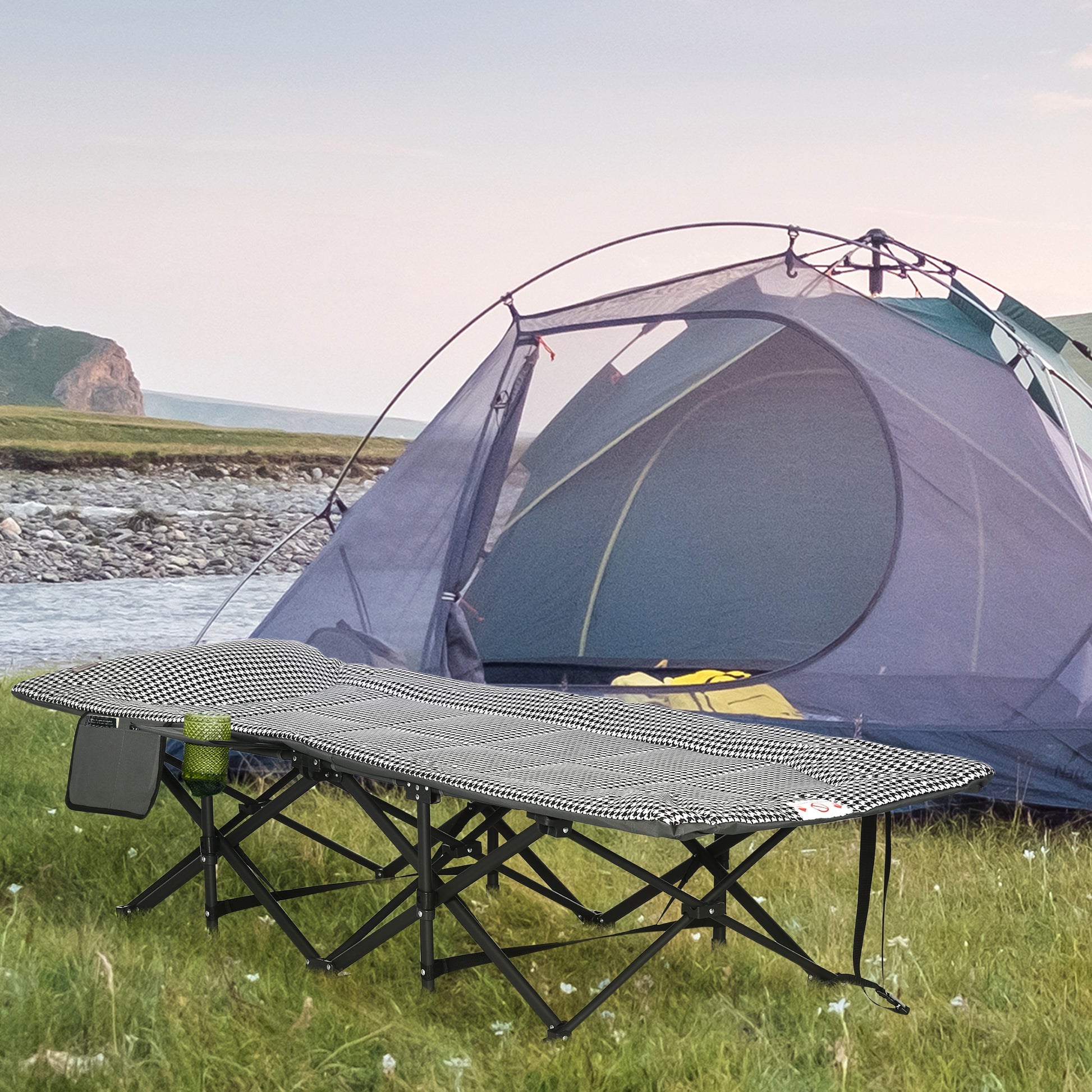 Foldable Camp Bed Padded Patio Camping Bed Carry Bag - Outsunny image 1