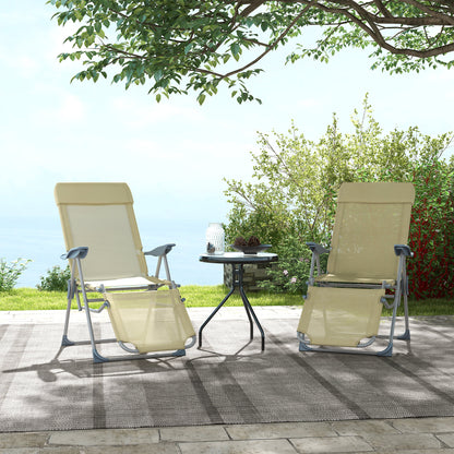 Set of Two Sun Loungers Five Position Backs Beige - Outsunny image 7