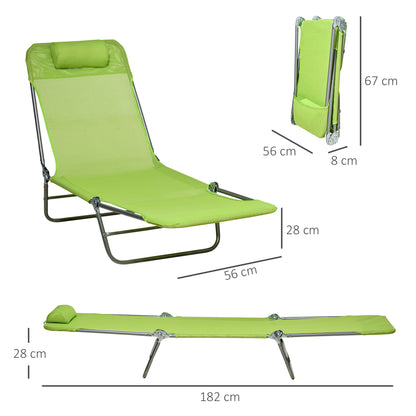 Set of Two Steel Frame Sun Loungers Reclining Backs - Outsunny image 2