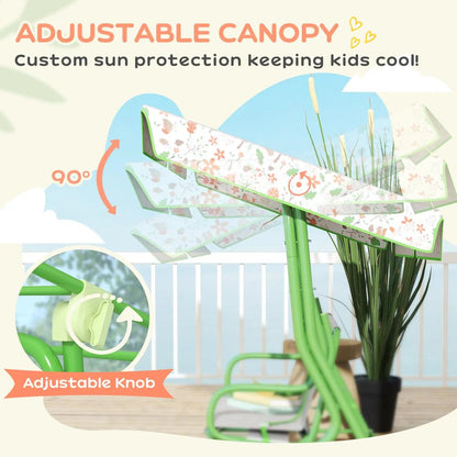 AIYAPLAY Kids Garden Swing Chair with Adjustable Canopy, Safety Belt, 2 Seater Hammock Swing Bench for Patio, Porch 15