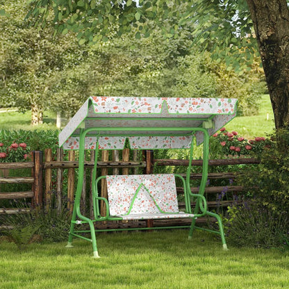 AIYAPLAY Kids Garden Swing Chair with Adjustable Canopy, Safety Belt, 2 Seater Hammock Swing Bench for Patio, Porch 20