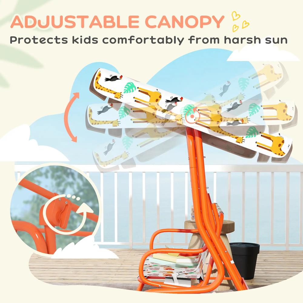 AIYAPLAY Kids Porch Swing, 2-Seater Patio Swing Bench Hammock with Seat Belts, Adjustable Canopy for Garden 15