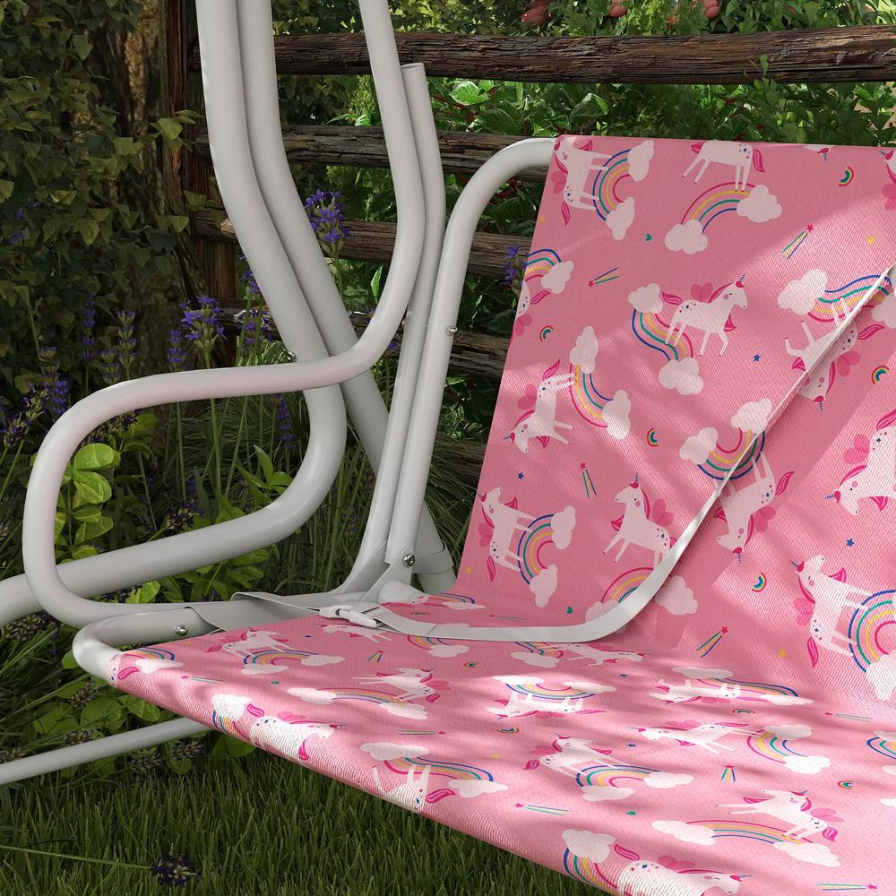 AIYAPLAY Kids Porch Swing, 2-Seater Patio Swing Bench Hammock with Seat Belts, Adjustable Canopy for Garden 8