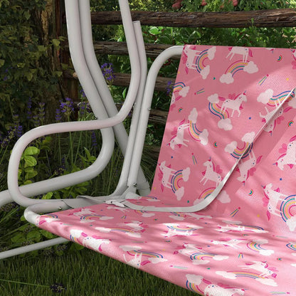 AIYAPLAY Kids Porch Swing, 2-Seater Patio Swing Bench Hammock with Seat Belts, Adjustable Canopy for Garden 8