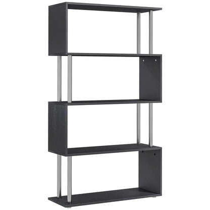 HOMCOM S Shape Bookcase, 5 Tiers Bookshelf, Modern Freestanding Storage Shelf for Home Office, Study, Living Room, 80 x 30 x 145cm Additional View 11