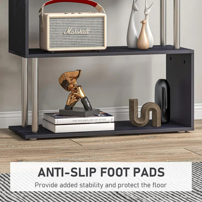 HOMCOM S Shape Bookcase, 5 Tiers Bookshelf, Modern Freestanding Storage Shelf for Home Office, Study, Living Room, 80 x 30 x 145cm Additional View 16