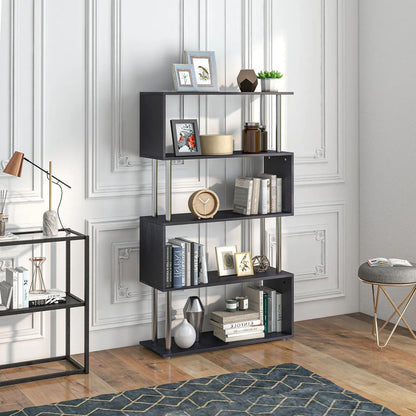 HOMCOM S Shape Bookcase, 5 Tiers Bookshelf, Modern Freestanding Storage Shelf for Home Office, Study, Living Room, 80 x 30 x 145cm Additional View 18