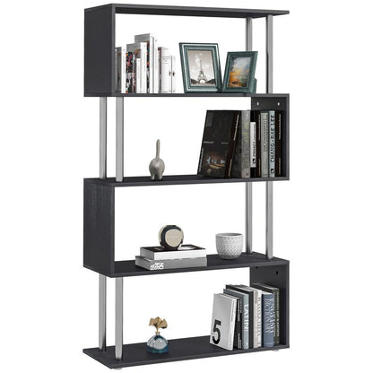 HOMCOM S Shape Bookcase, 5 Tiers Bookshelf, Modern Freestanding Storage Shelf for Home Office, Study, Living Room, 80 x 30 x 145cm Additional View 20