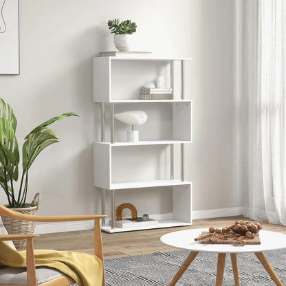 HOMCOM S Shape Bookcase, 5 Tiers Bookshelf, Modern Freestanding Storage Shelf for Home Office, Study, Living Room, 80 x 30 x 145cm Additional View 2