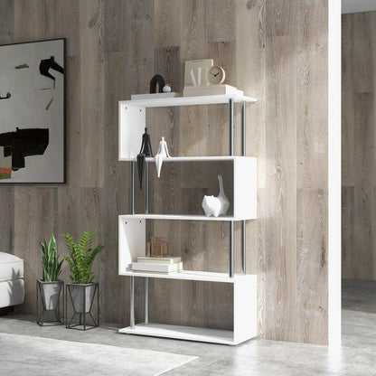 HOMCOM S Shape Bookcase, 5 Tiers Bookshelf, Modern Freestanding Storage Shelf for Home Office, Study, Living Room, 80 x 30 x 145cm Additional View 7