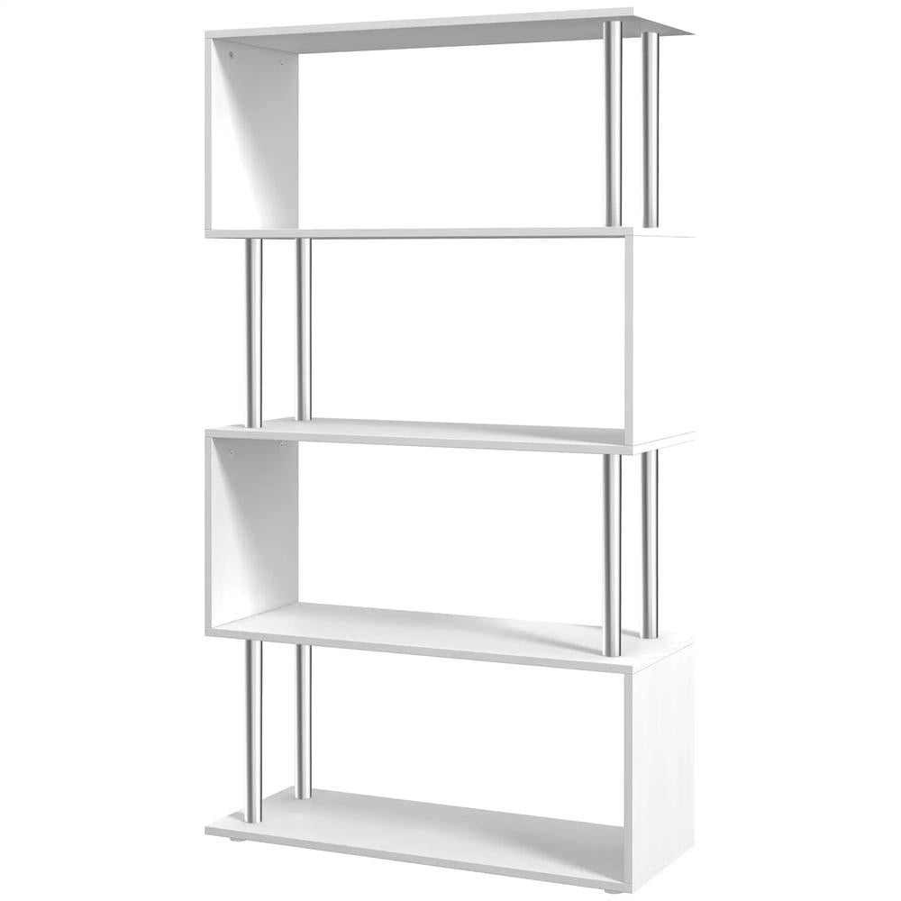 HOMCOM S Shape Bookcase, 5 Tiers Bookshelf, Modern Freestanding Storage Shelf for Home Office, Study, Living Room, 80 x 30 x 145cm Additional View 10