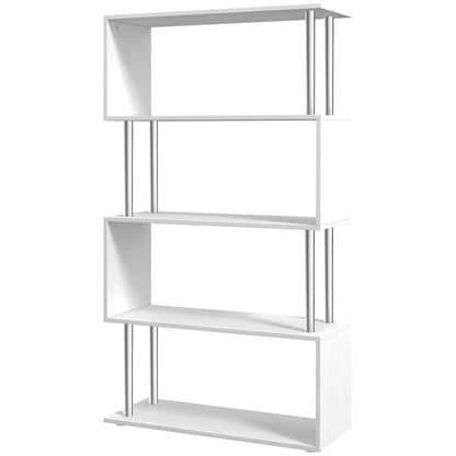 HOMCOM S Shape Bookcase, 5 Tiers Bookshelf, Modern Freestanding Storage Shelf for Home Office, Study, Living Room, 80 x 30 x 145cm Additional View 10