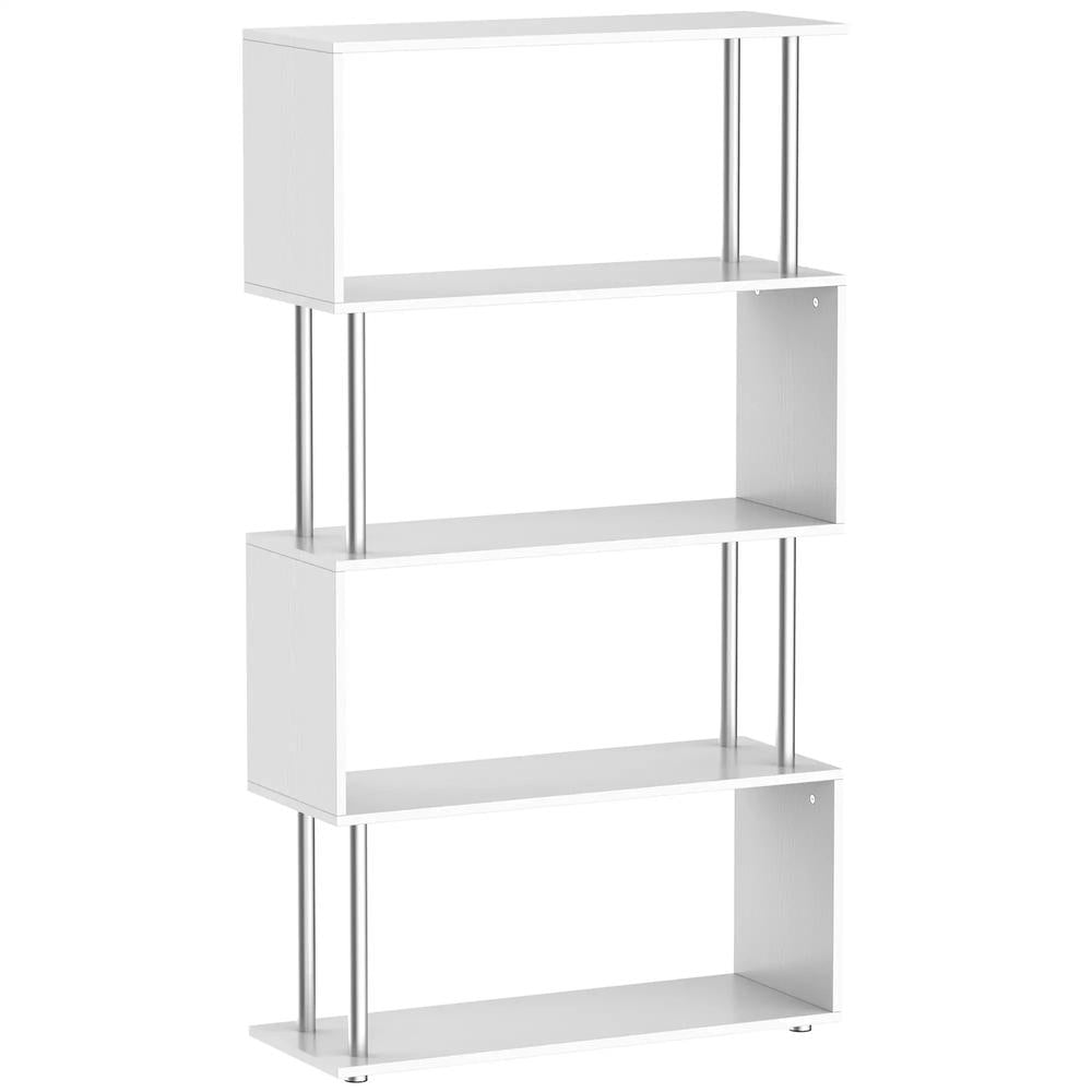 HOMCOM S Shape Bookcase, 5 Tiers Bookshelf, Modern Freestanding Storage Shelf for Home Office, Study, Living Room, 80 x 30 x 145cm