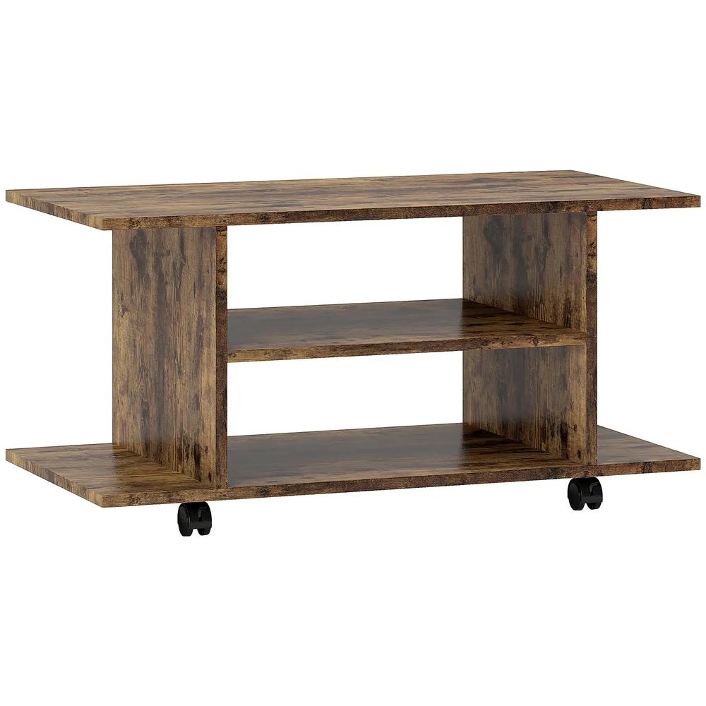 HOMCOM Modern TV Cabinet Stand Storage Shelves Table Mobile Bedroom Furniture Bookshelf Bookcase Black Additional View 12