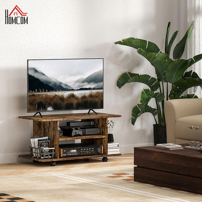 HOMCOM Modern TV Cabinet Stand Storage Shelves Table Mobile Bedroom Furniture Bookshelf Bookcase Black Additional View 13