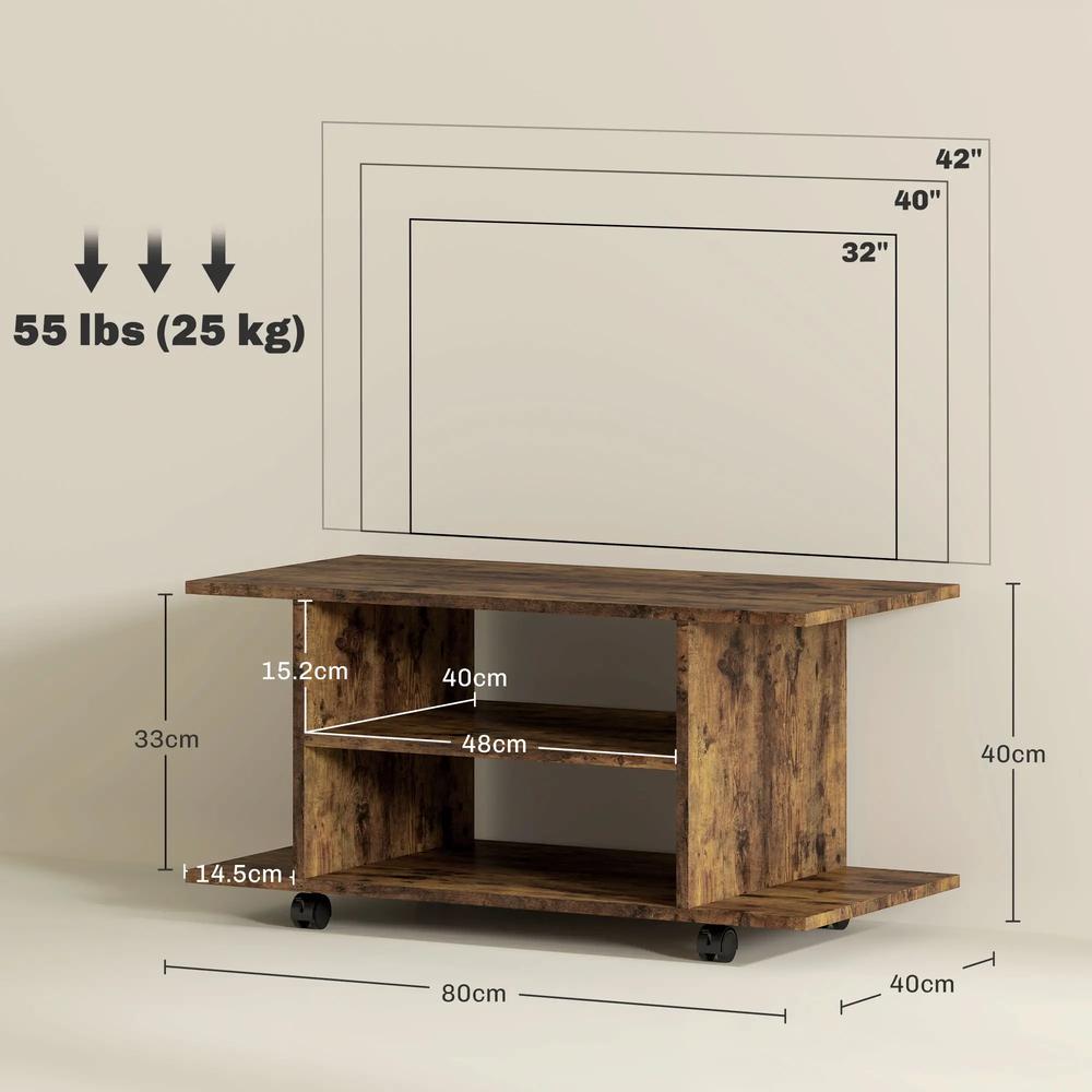 HOMCOM Modern TV Cabinet Stand Storage Shelves Table Mobile Bedroom Furniture Bookshelf Bookcase Black Additional View 14