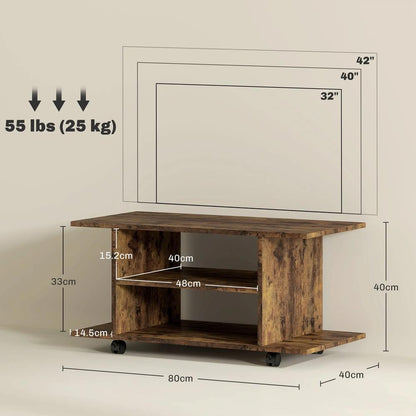 HOMCOM Modern TV Cabinet Stand Storage Shelves Table Mobile Bedroom Furniture Bookshelf Bookcase Black Additional View 14