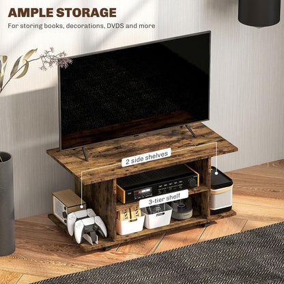 HOMCOM Modern TV Cabinet Stand Storage Shelves Table Mobile Bedroom Furniture Bookshelf Bookcase Black Additional View 15