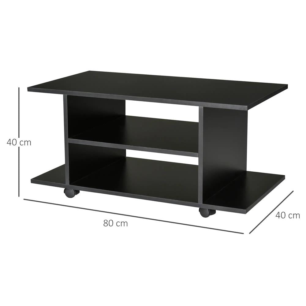 HOMCOM Modern TV Cabinet Stand Storage Shelves Table Mobile Bedroom Furniture Bookshelf Bookcase Black Additional View 3
