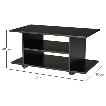 HOMCOM Modern TV Cabinet Stand Storage Shelves Table Mobile Bedroom Furniture Bookshelf Bookcase Black Additional View 3