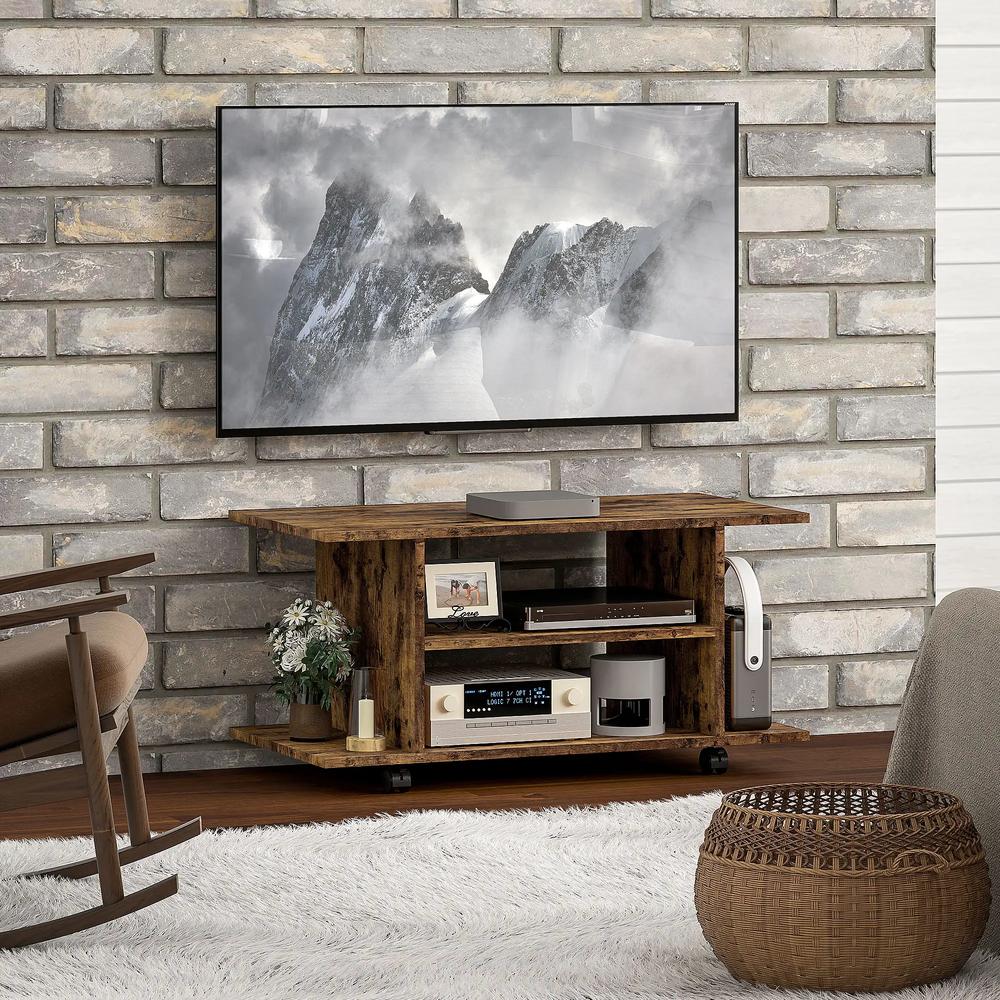 HOMCOM Modern TV Cabinet Stand Storage Shelves Table Mobile Bedroom Furniture Bookshelf Bookcase Black Additional View 21