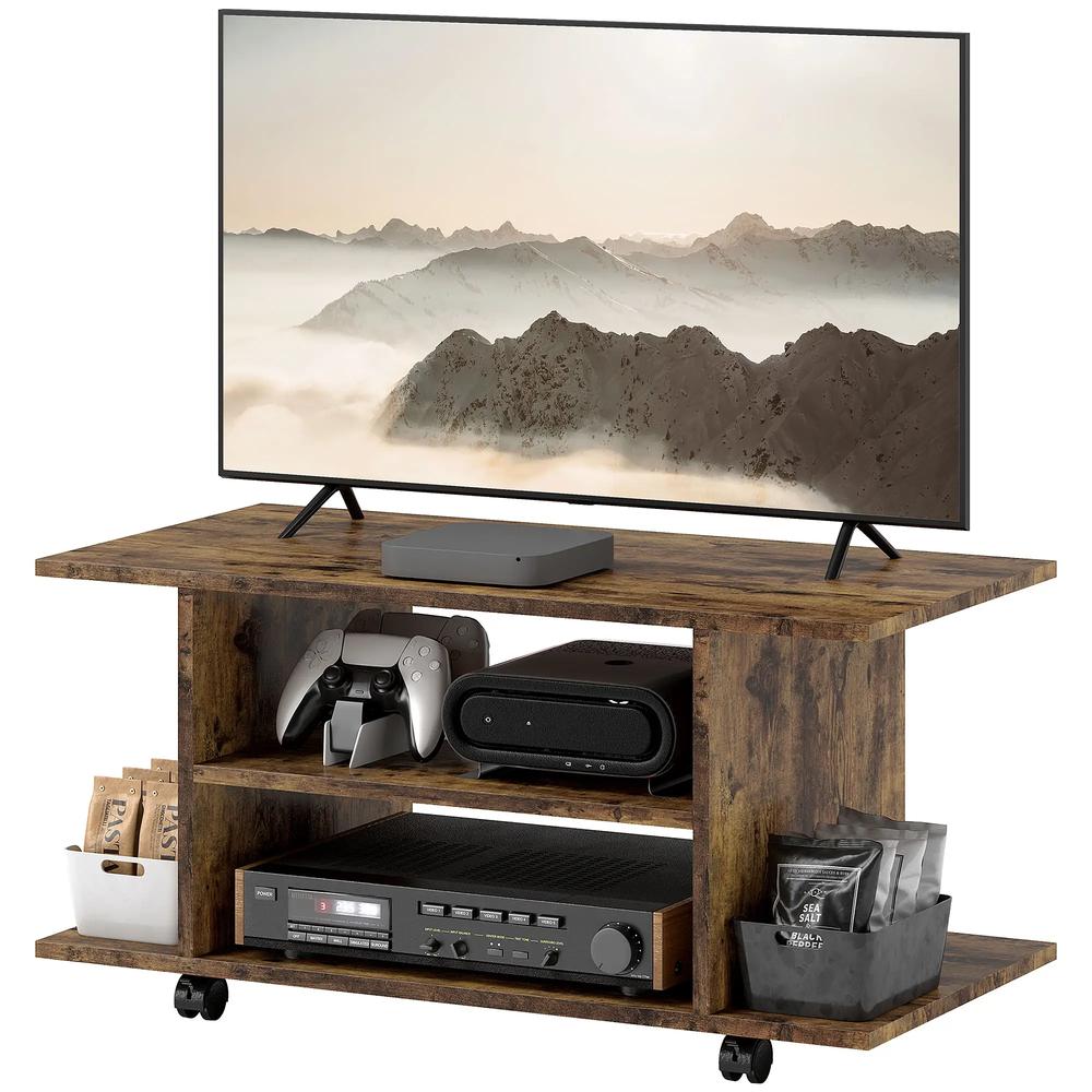 HOMCOM Modern TV Cabinet Stand Storage Shelves Table Mobile Bedroom Furniture Bookshelf Bookcase Black Additional View 22