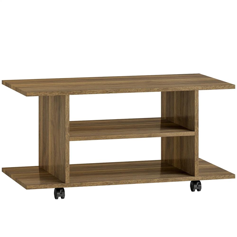 HOMCOM Modern TV Cabinet Stand Storage Shelves Table Mobile Bedroom Furniture Bookshelf Bookcase Black Additional View 23
