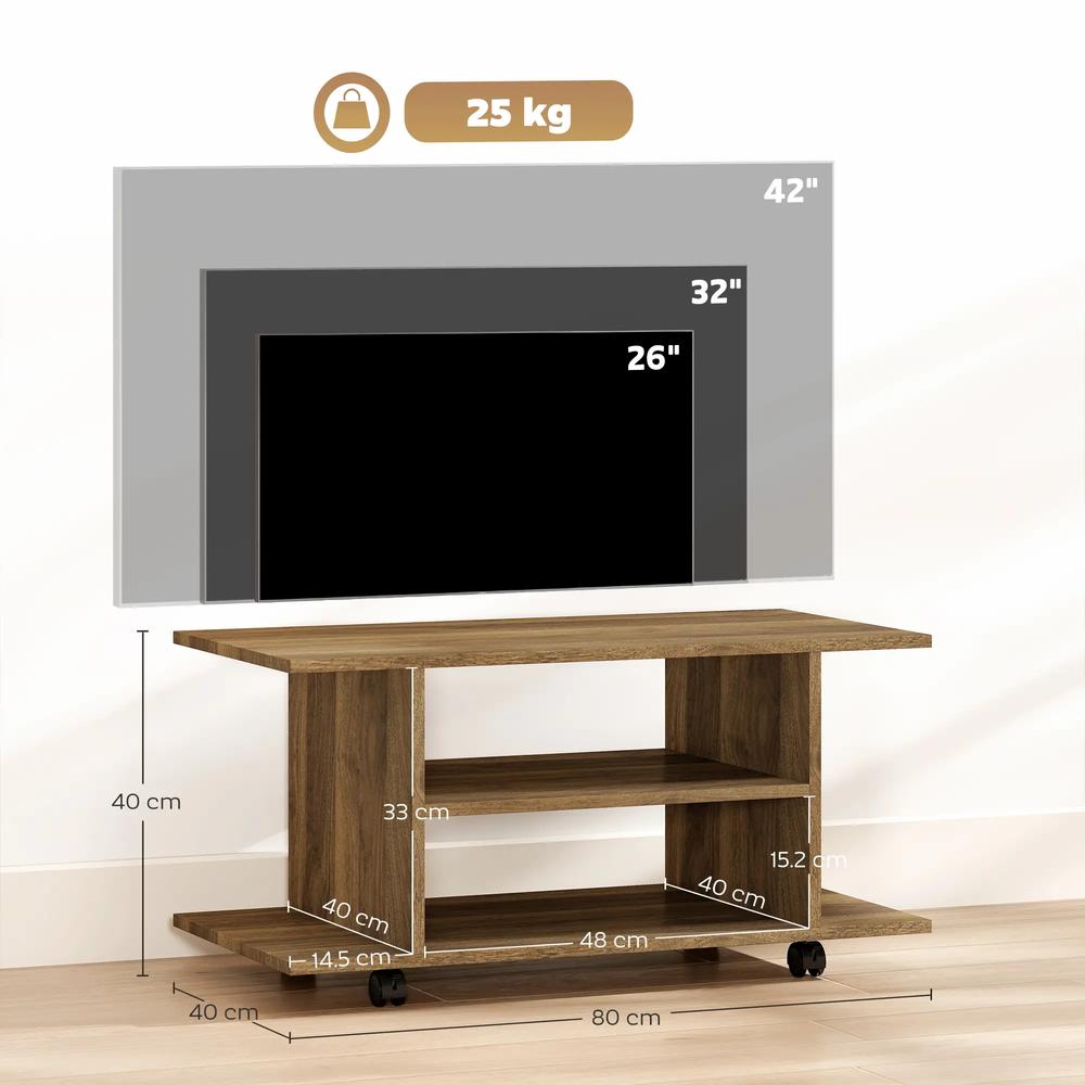 HOMCOM Modern TV Cabinet Stand Storage Shelves Table Mobile Bedroom Furniture Bookshelf Bookcase Black Additional View 25