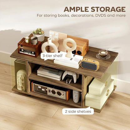 HOMCOM Modern TV Cabinet Stand Storage Shelves Table Mobile Bedroom Furniture Bookshelf Bookcase Black Additional View 26