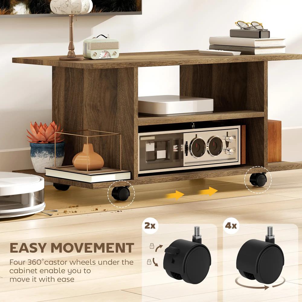 HOMCOM Modern TV Cabinet Stand Storage Shelves Table Mobile Bedroom Furniture Bookshelf Bookcase Black Additional View 27
