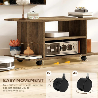 HOMCOM Modern TV Cabinet Stand Storage Shelves Table Mobile Bedroom Furniture Bookshelf Bookcase Black Additional View 27