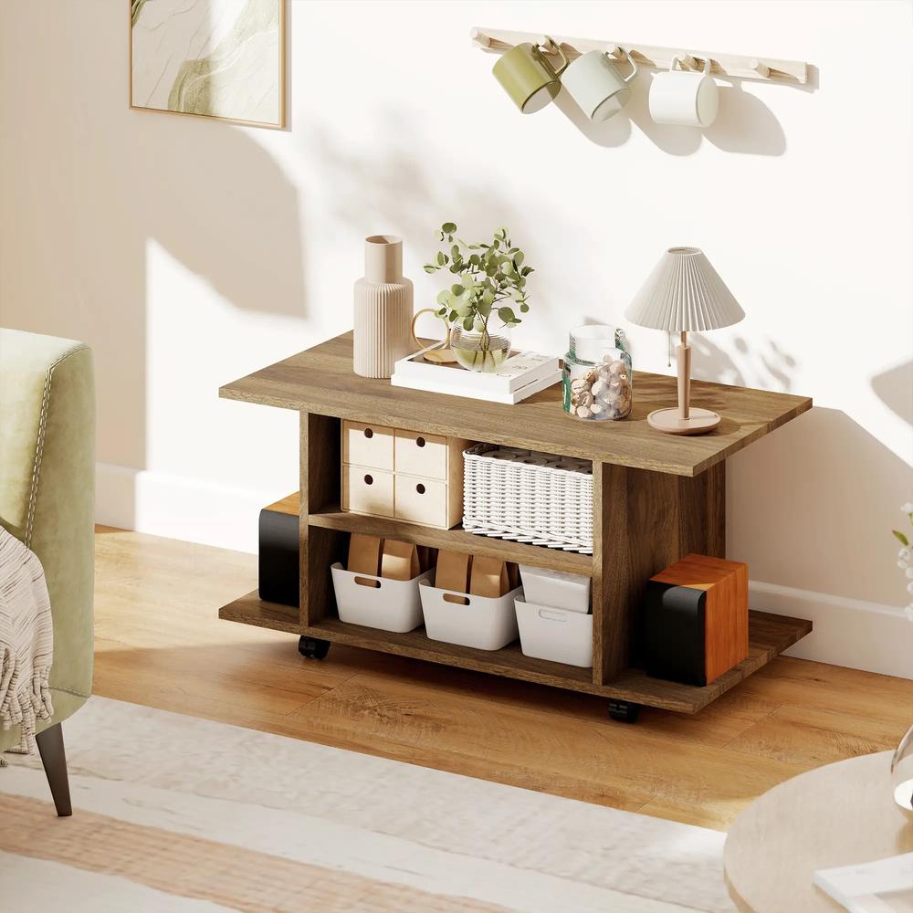 HOMCOM Modern TV Cabinet Stand Storage Shelves Table Mobile Bedroom Furniture Bookshelf Bookcase Black Additional View 31