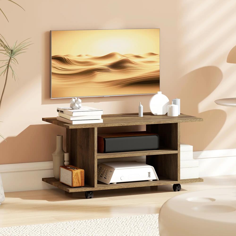 HOMCOM Modern TV Cabinet Stand Storage Shelves Table Mobile Bedroom Furniture Bookshelf Bookcase Black Additional View 32