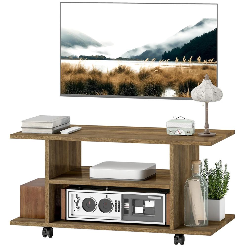 HOMCOM Modern TV Cabinet Stand Storage Shelves Table Mobile Bedroom Furniture Bookshelf Bookcase Black Additional View 33